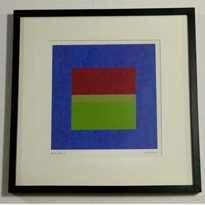 1999 Windows by Amaina Lithograph Signed Abstract Framed Art 19"x19" Square